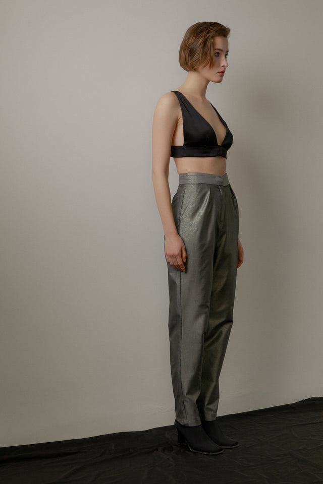 Metallic Grey Trousers